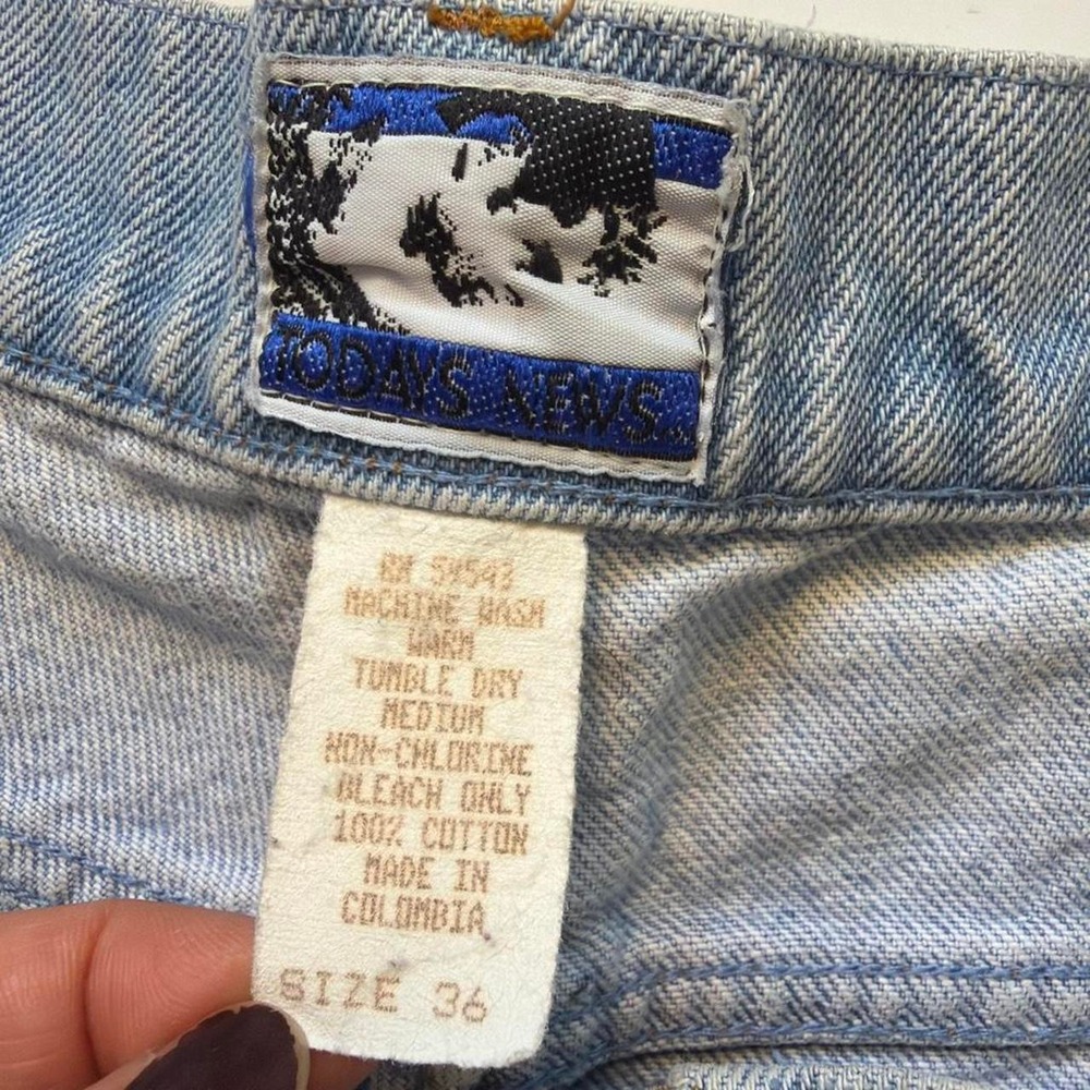 Vintage Todays News Light Wash Denim Jorts Low Rise Dad Shorts 36 - Picture 4 of 6